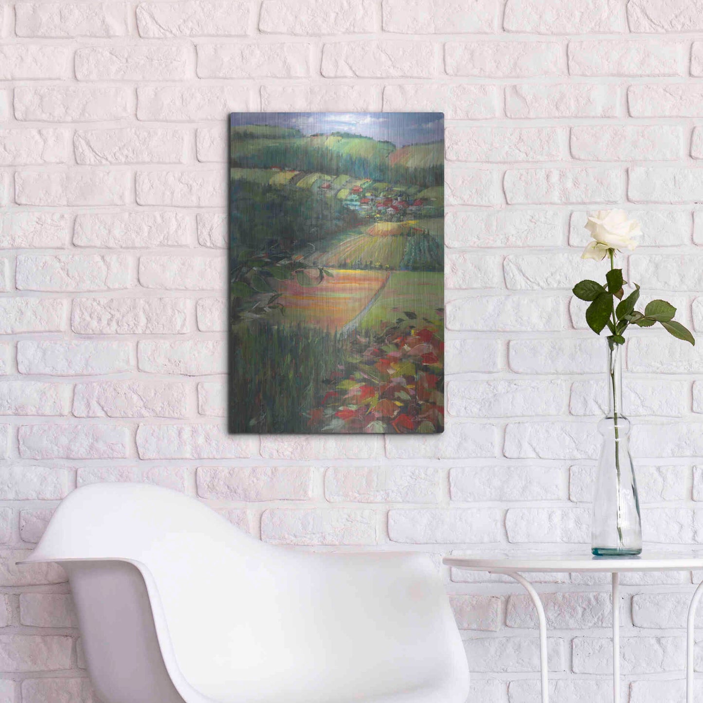 Luxe Metal Art 'Country Fields' by Carol Rowan, Metal Wall Art,16x24