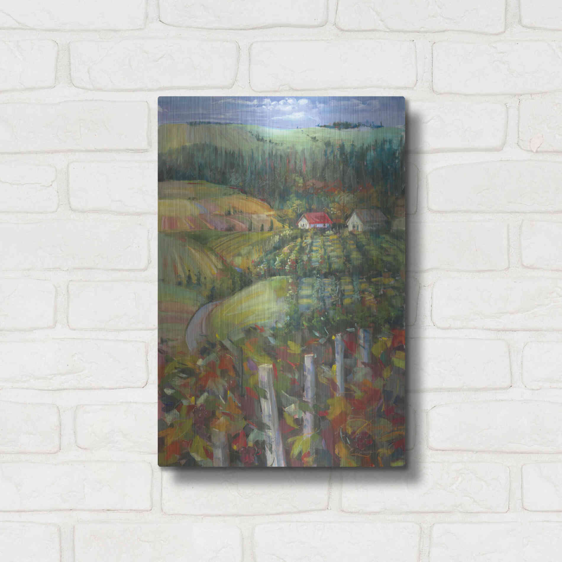 Luxe Metal Art 'Quiet Farm Field' by Carol Rowan, Metal Wall Art,12x16