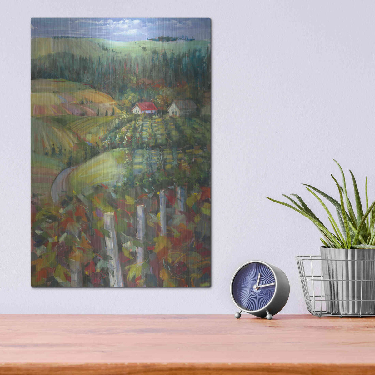 Luxe Metal Art 'Quiet Farm Field' by Carol Rowan, Metal Wall Art,12x16