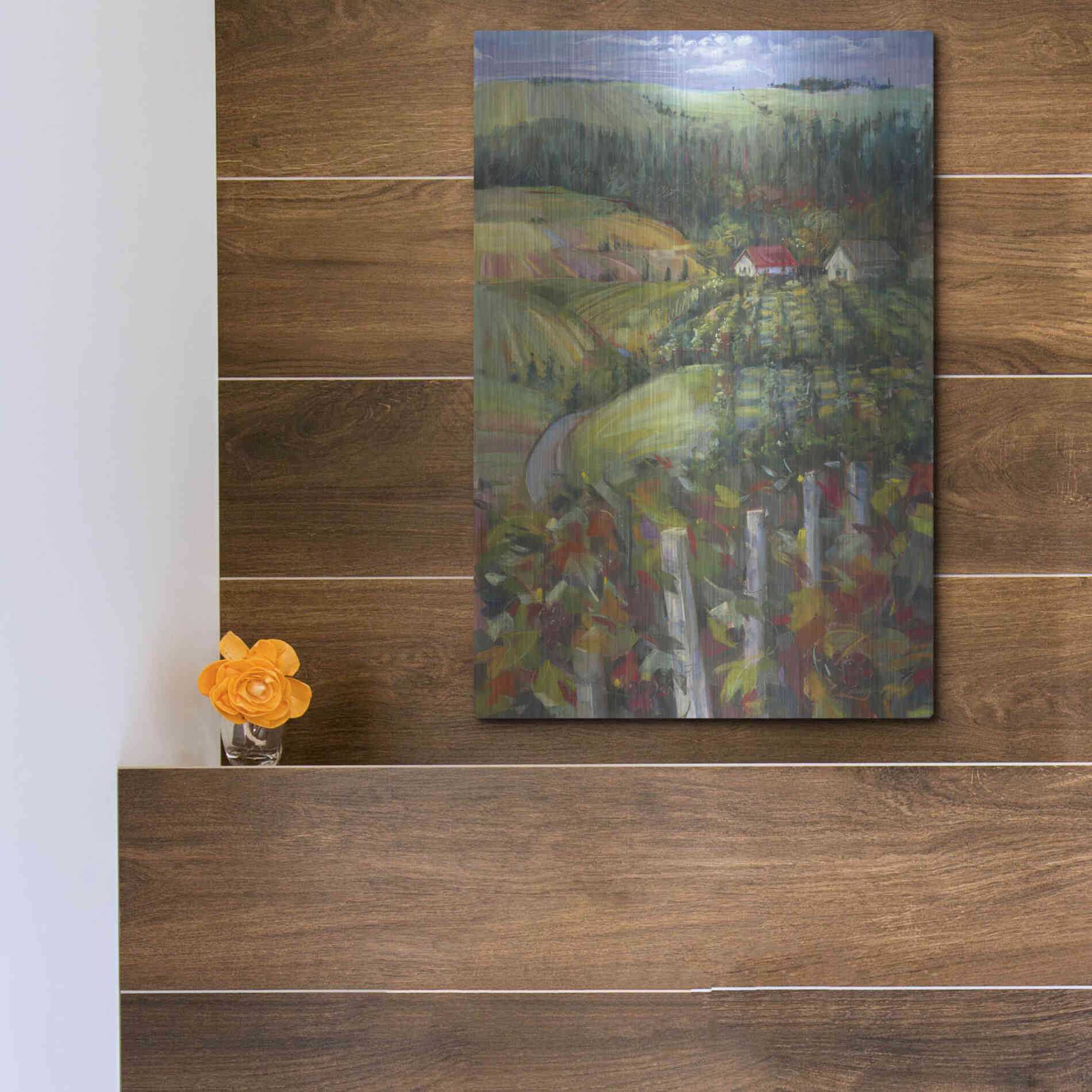 Luxe Metal Art 'Quiet Farm Field' by Carol Rowan, Metal Wall Art,12x16