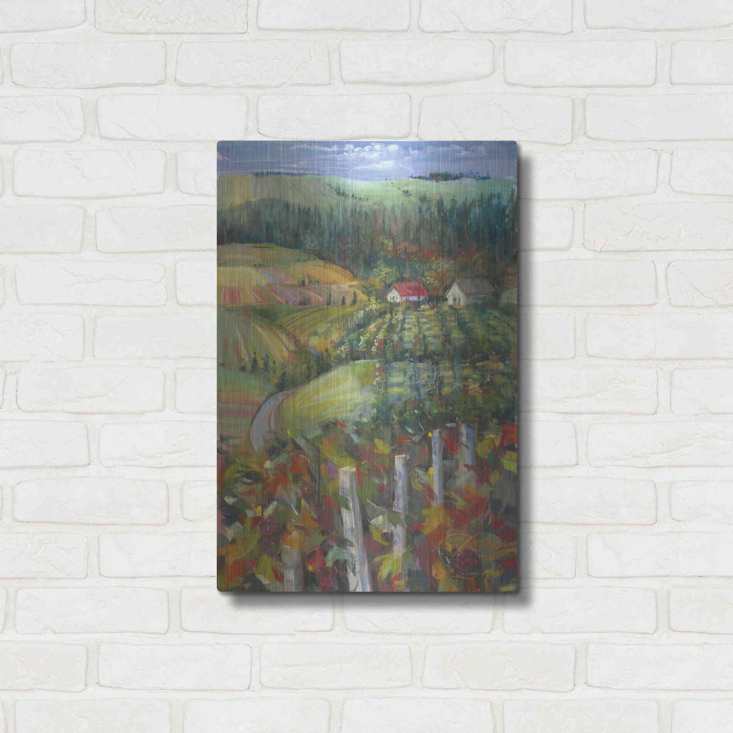 Luxe Metal Art 'Quiet Farm Field' by Carol Rowan, Metal Wall Art,16x24