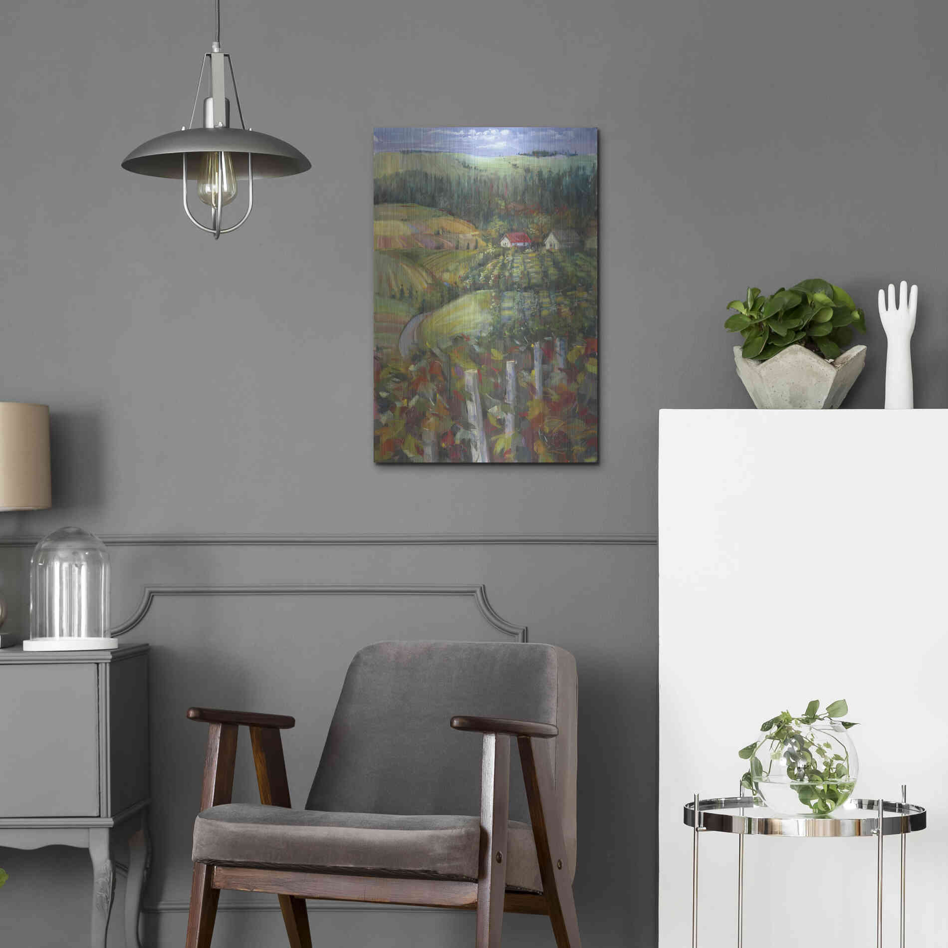 Luxe Metal Art 'Quiet Farm Field' by Carol Rowan, Metal Wall Art,16x24