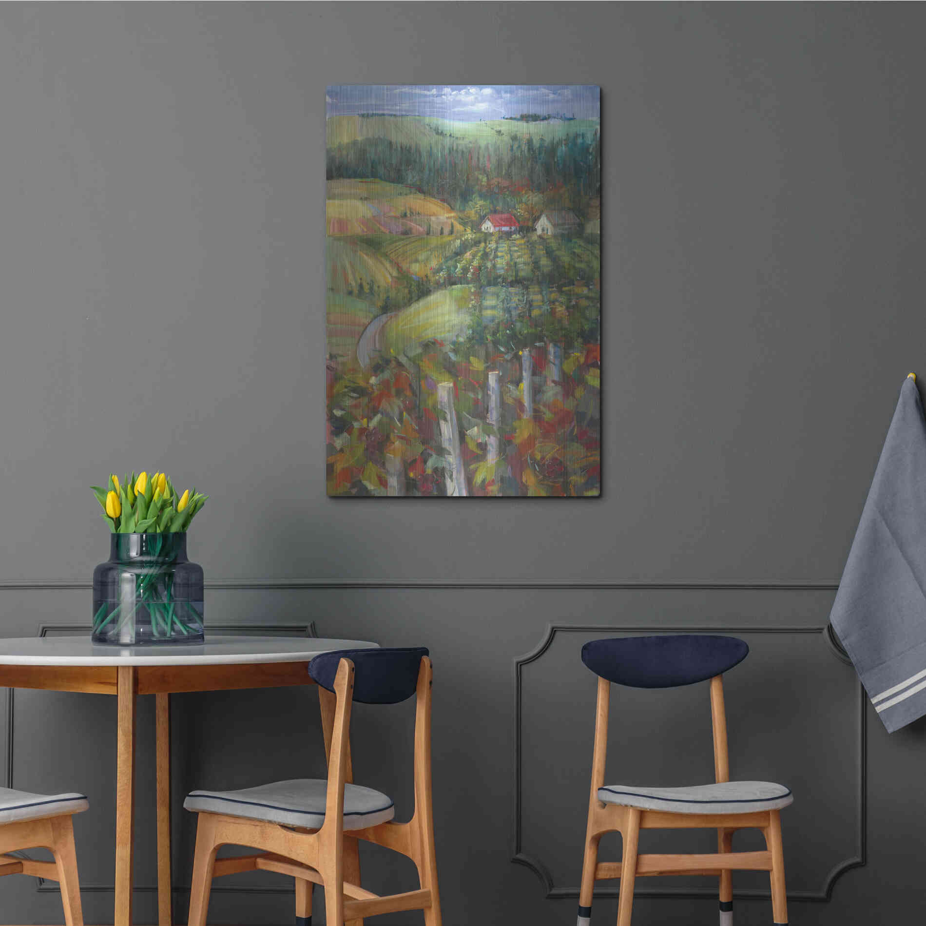 Luxe Metal Art 'Quiet Farm Field' by Carol Rowan, Metal Wall Art,24x36