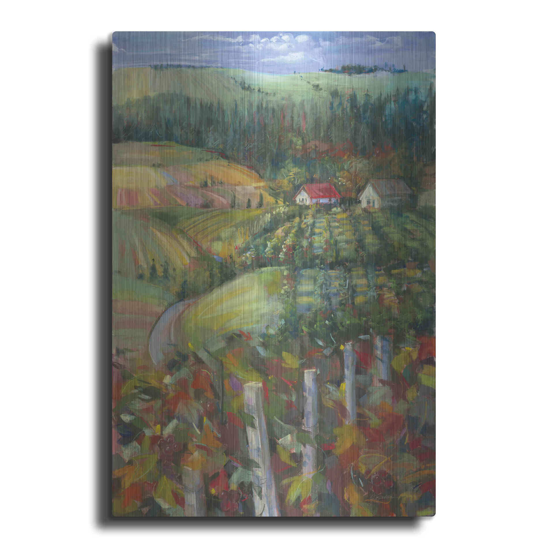 Luxe Metal Art 'Quiet Farm Field' by Carol Rowan, Metal Wall Art