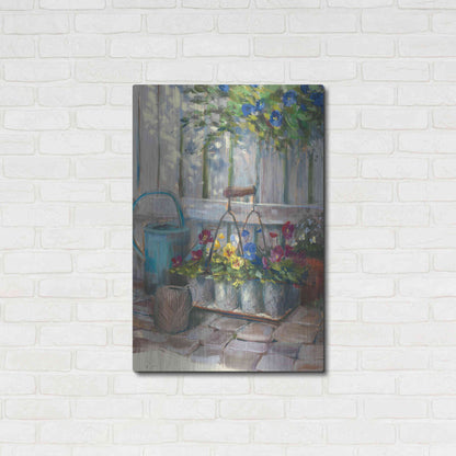 Luxe Metal Art 'Pansies In Wire Basket' by Carol Rowan, Metal Wall Art,24x36