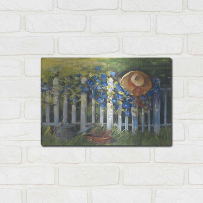 Luxe Metal Art 'Morning Glories On The Fence' by Carol Rowan, Metal Wall Art,16x12