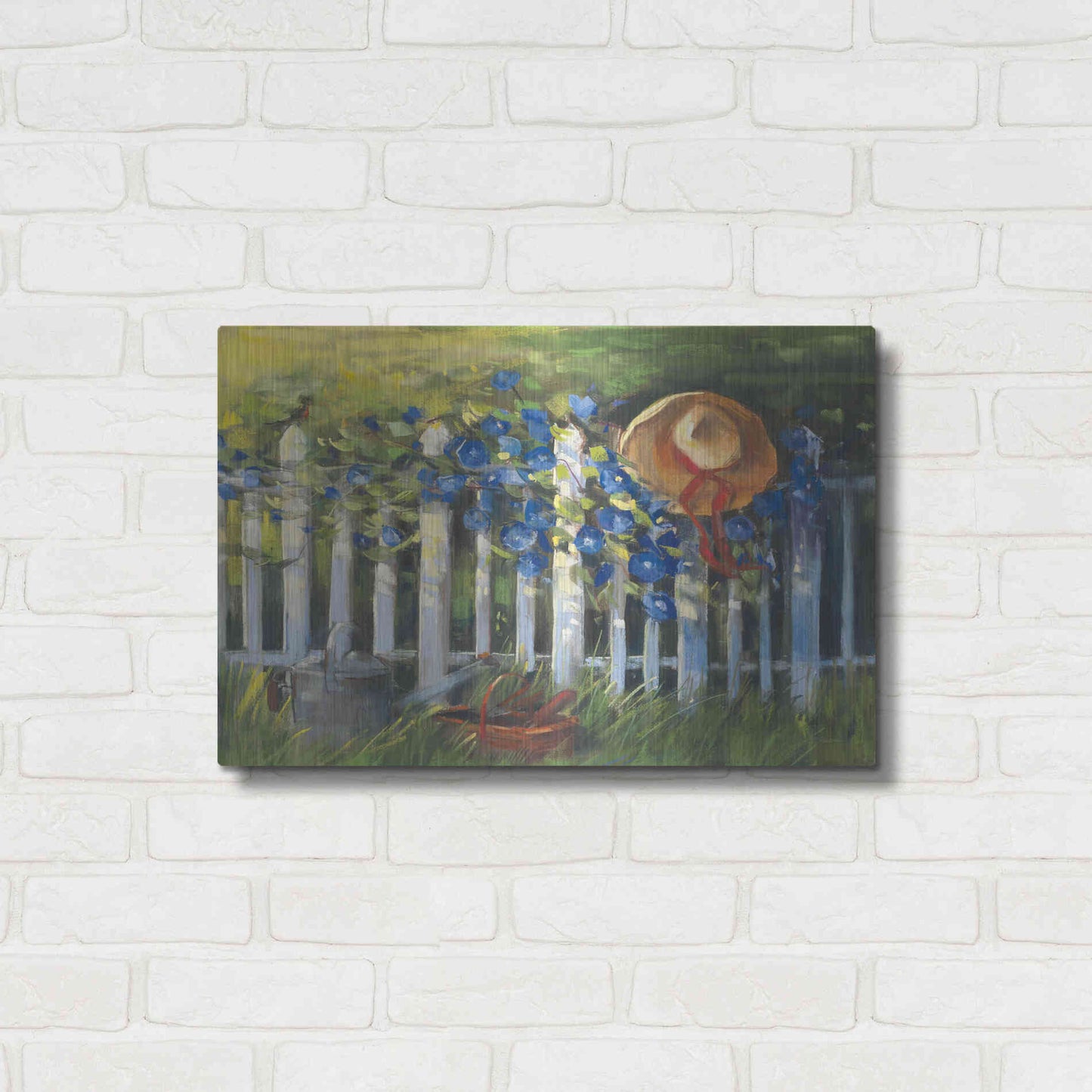 Luxe Metal Art 'Morning Glories On The Fence' by Carol Rowan, Metal Wall Art,24x16