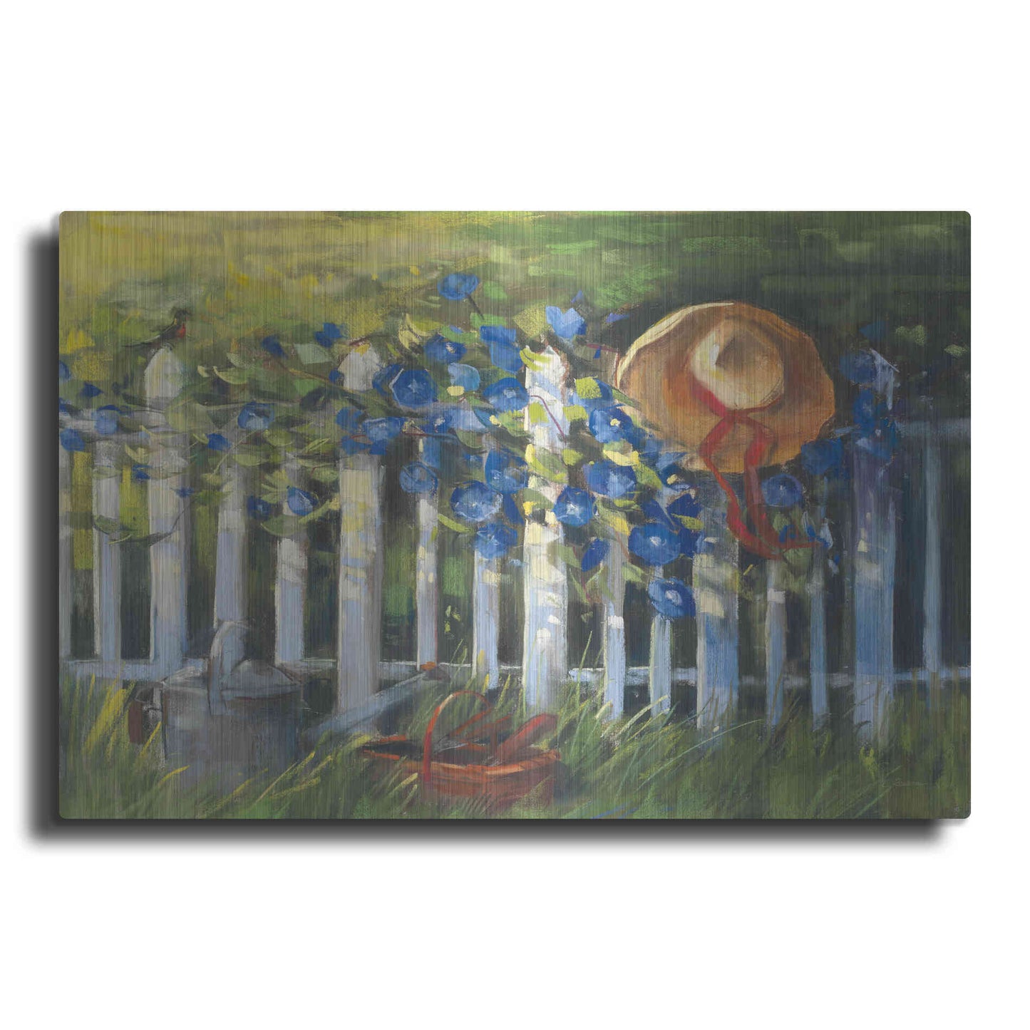 Luxe Metal Art 'Morning Glories On The Fence' by Carol Rowan, Metal Wall Art