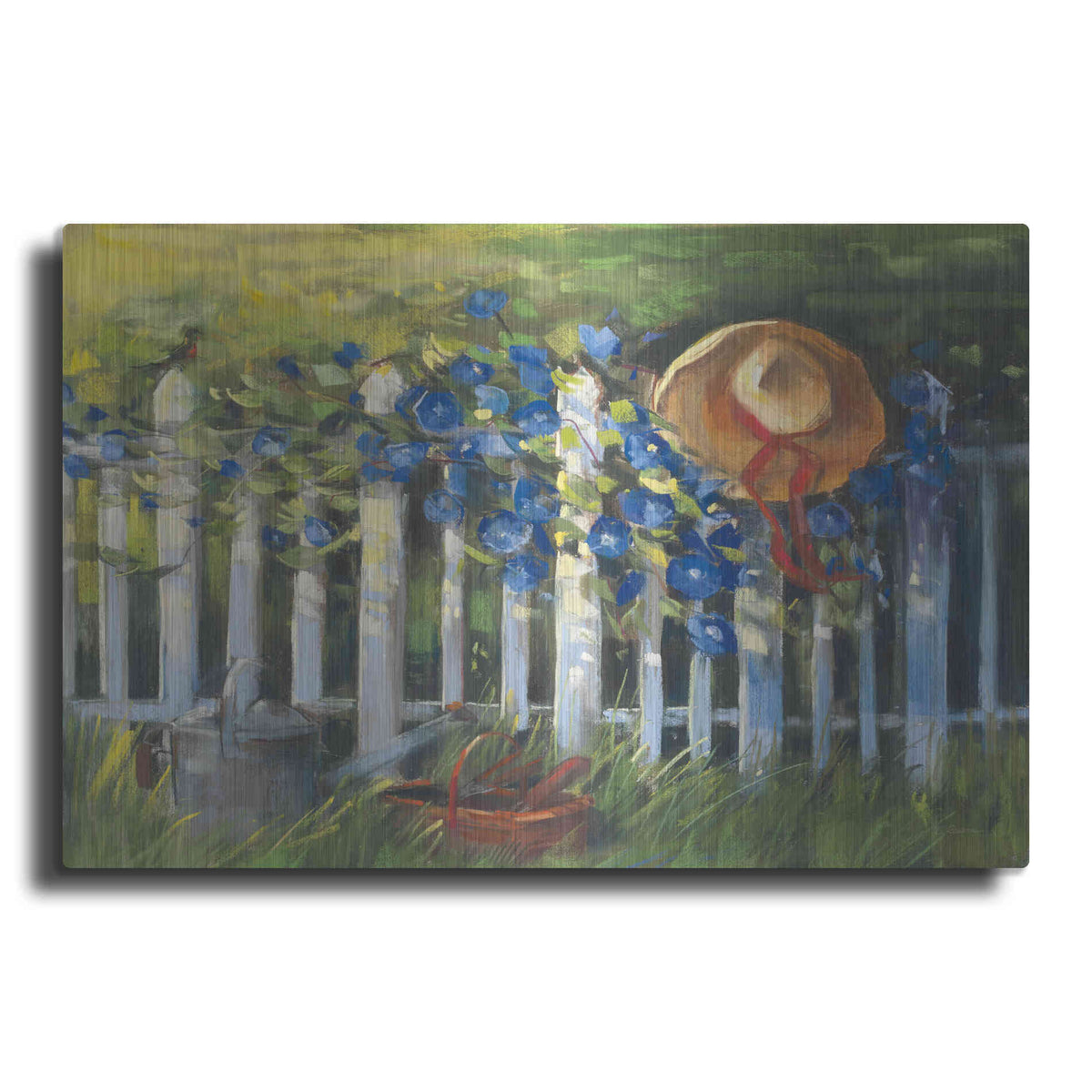 Luxe Metal Art 'Morning Glories On The Fence' by Carol Rowan, Metal Wall Art