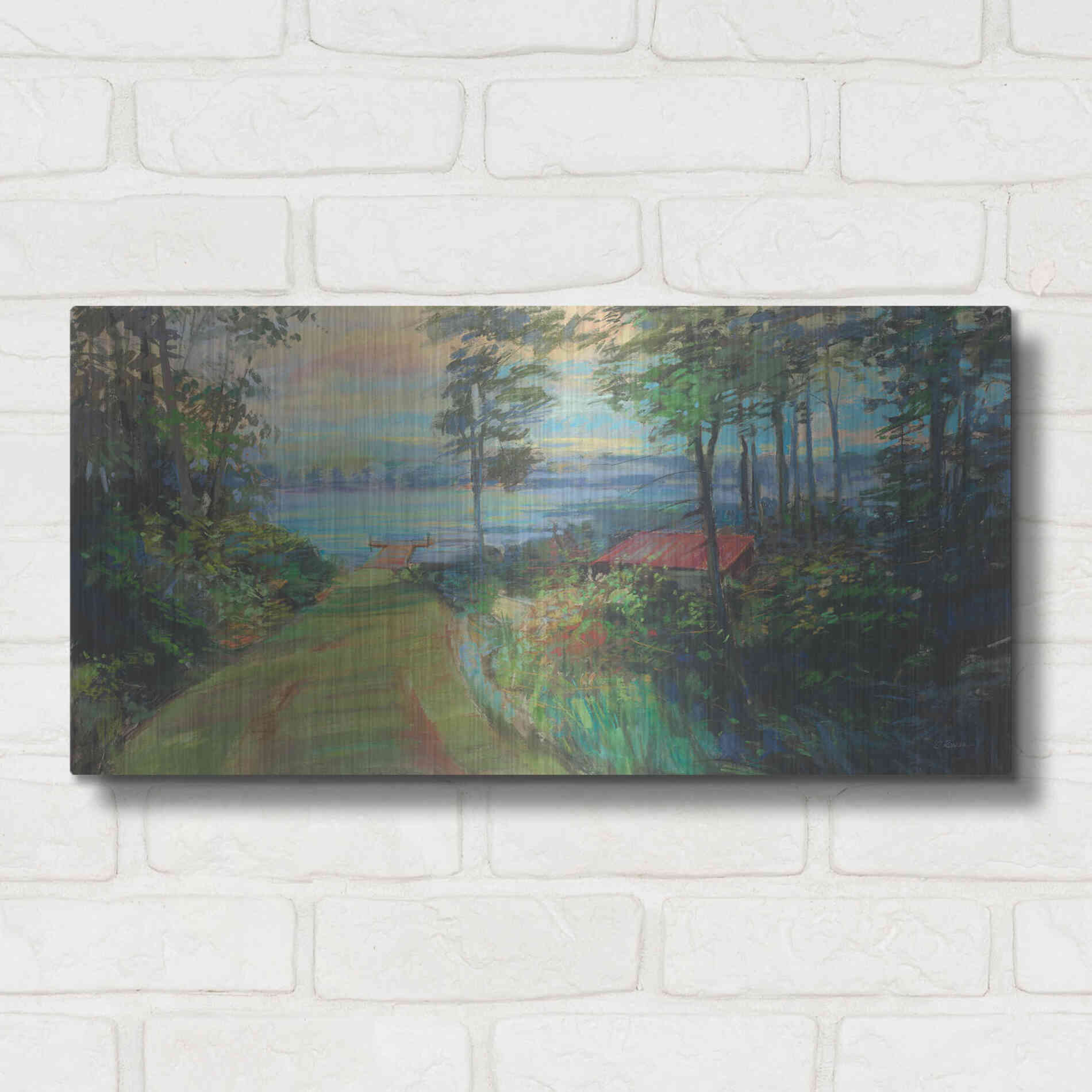 Luxe Metal Art 'Collins Lake' by Carol Rowan, Metal Wall Art,24x12