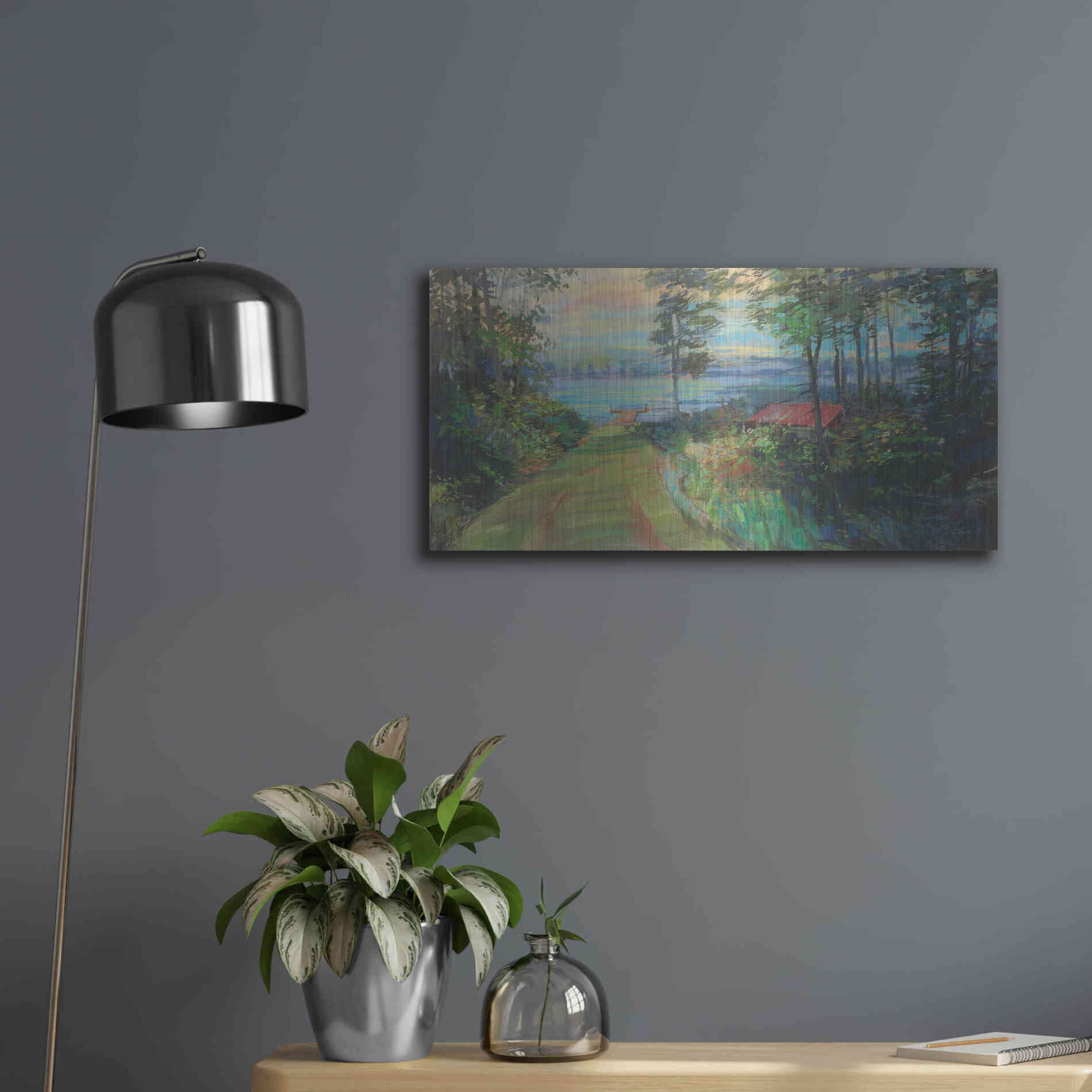 Luxe Metal Art 'Collins Lake' by Carol Rowan, Metal Wall Art,24x12