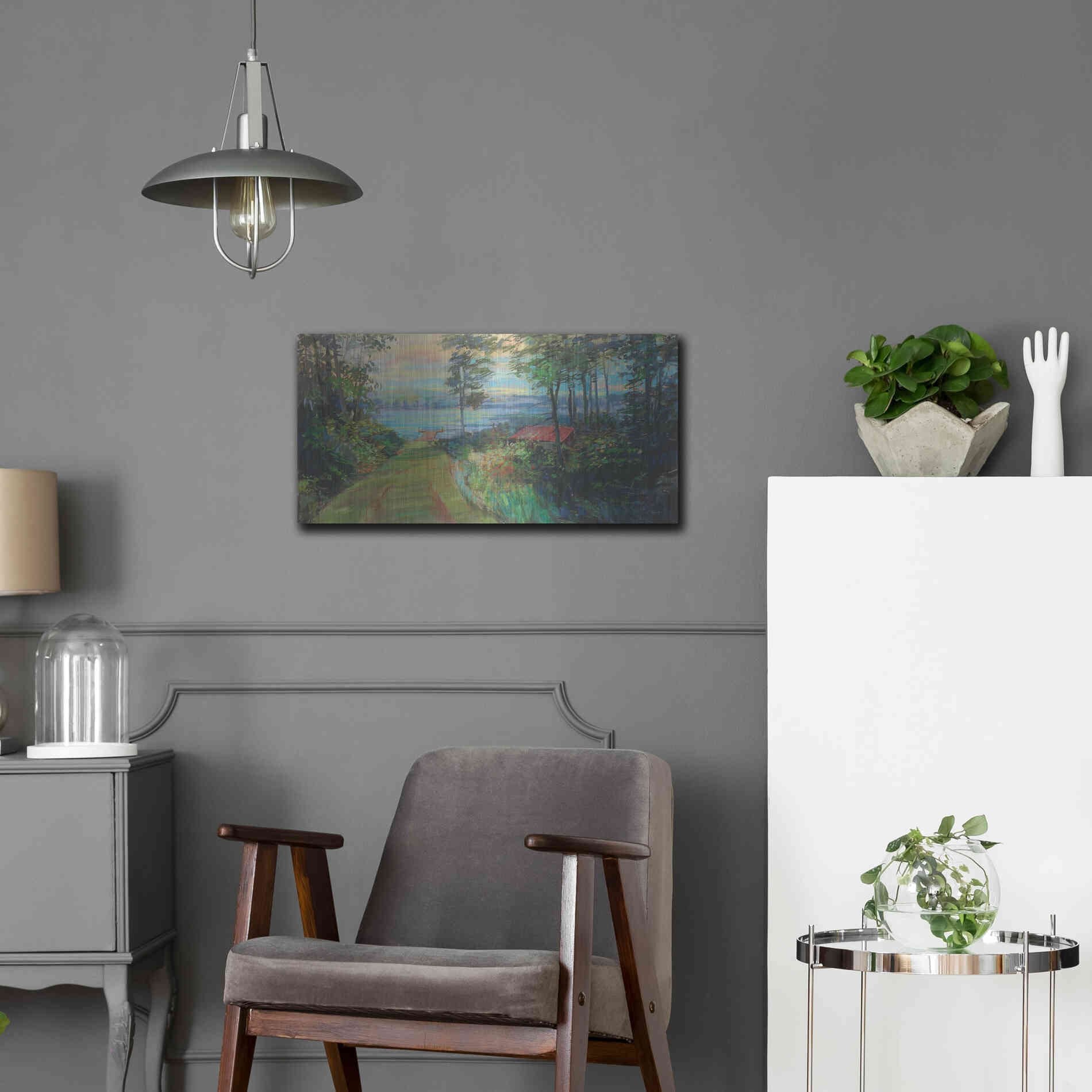 Luxe Metal Art 'Collins Lake' by Carol Rowan, Metal Wall Art,24x12