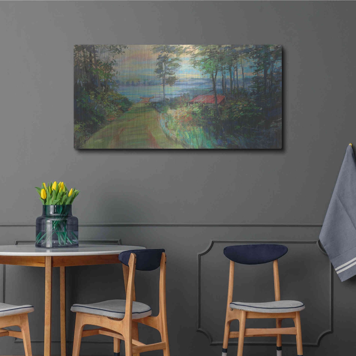 Luxe Metal Art 'Collins Lake' by Carol Rowan, Metal Wall Art,48x24