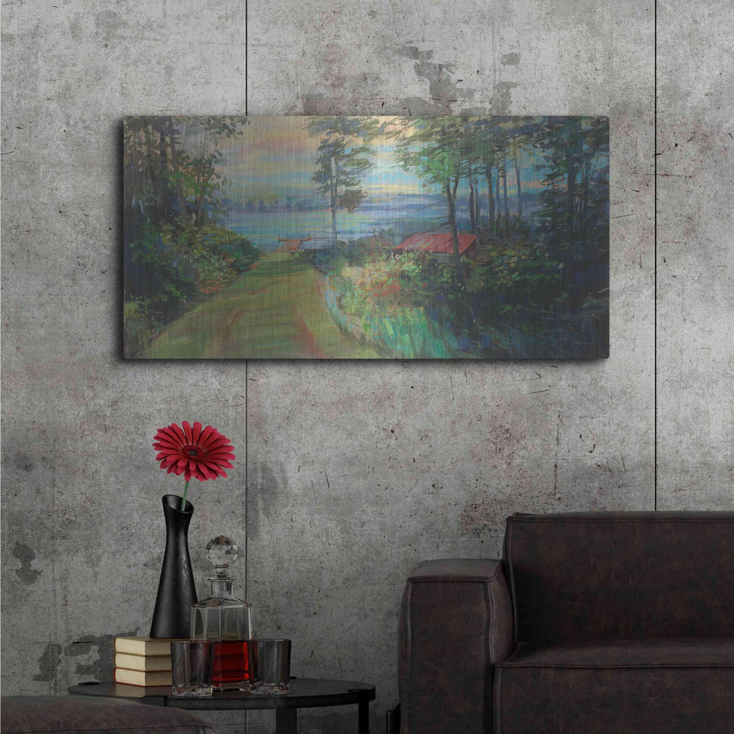 Luxe Metal Art 'Collins Lake' by Carol Rowan, Metal Wall Art,48x24