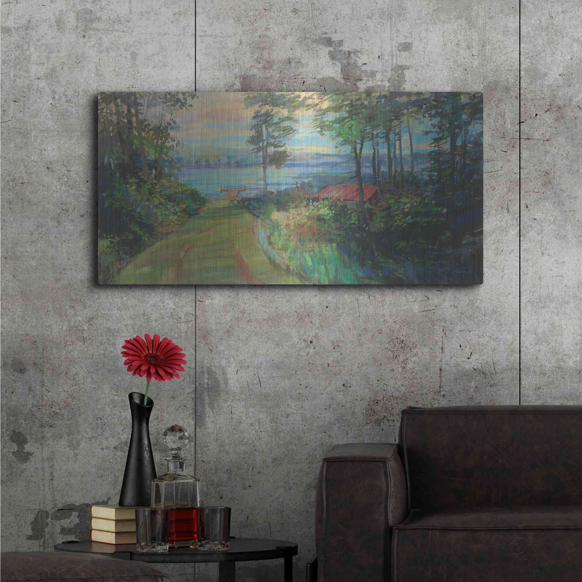 Luxe Metal Art 'Collins Lake' by Carol Rowan, Metal Wall Art,48x24