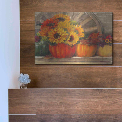 Luxe Metal Art 'Autumn Still Life Crop' by Carol Rowan, Metal Wall Art,16x12