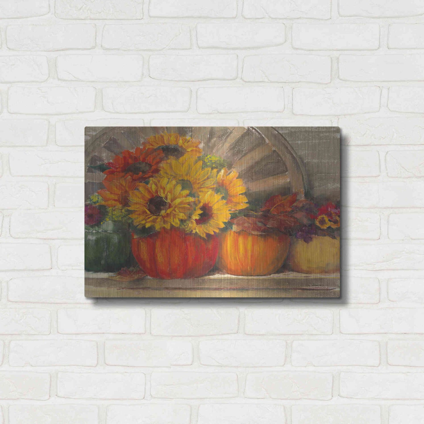 Luxe Metal Art 'Autumn Still Life Crop' by Carol Rowan, Metal Wall Art,24x16