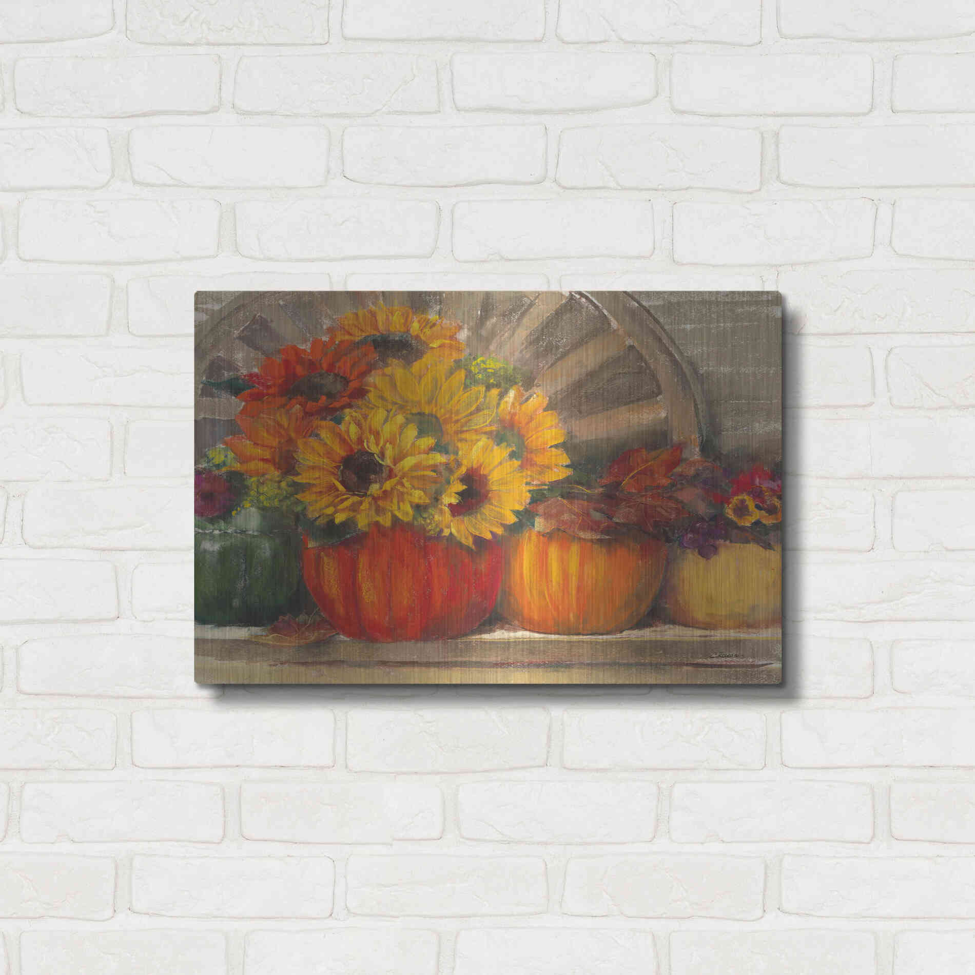Luxe Metal Art 'Autumn Still Life Crop' by Carol Rowan, Metal Wall Art,24x16