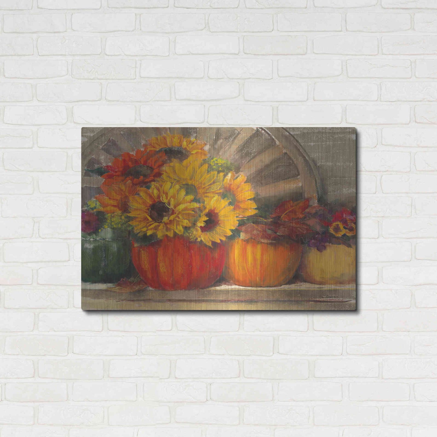 Luxe Metal Art 'Autumn Still Life Crop' by Carol Rowan, Metal Wall Art,36x24