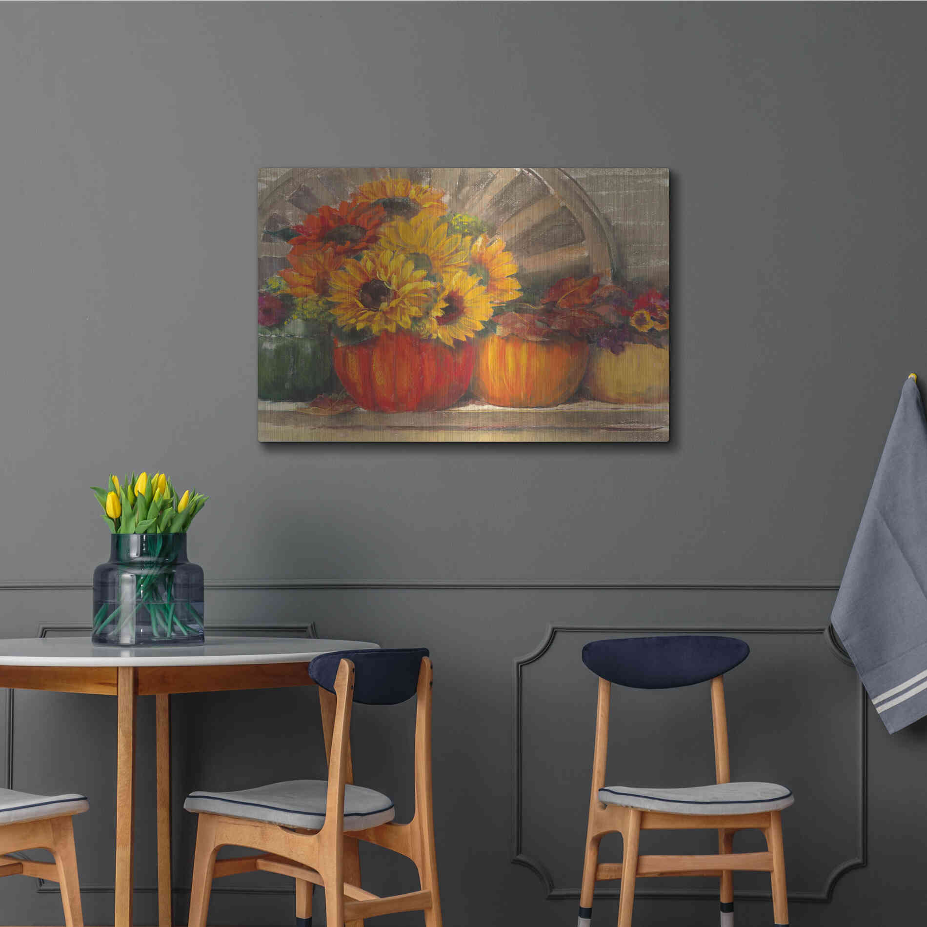 Luxe Metal Art 'Autumn Still Life Crop' by Carol Rowan, Metal Wall Art,36x24
