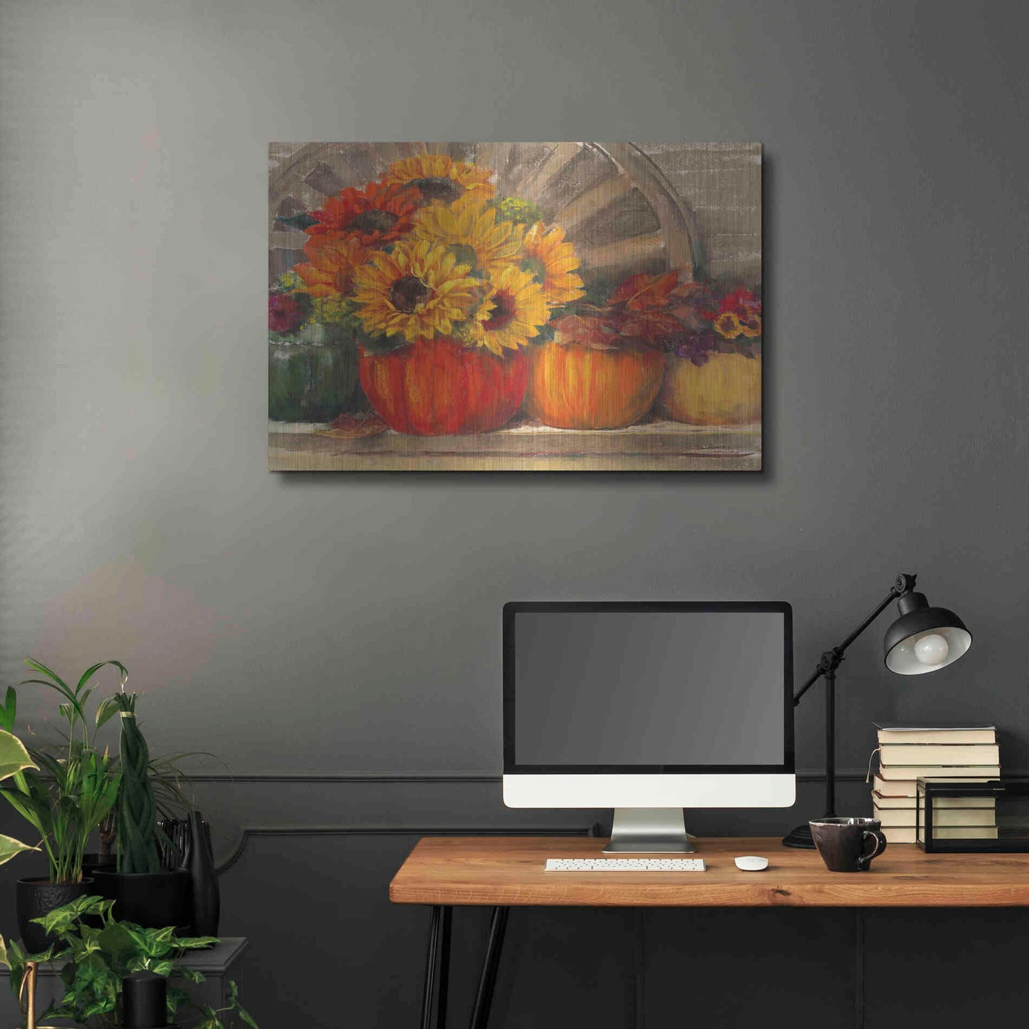 Luxe Metal Art 'Autumn Still Life Crop' by Carol Rowan, Metal Wall Art,36x24