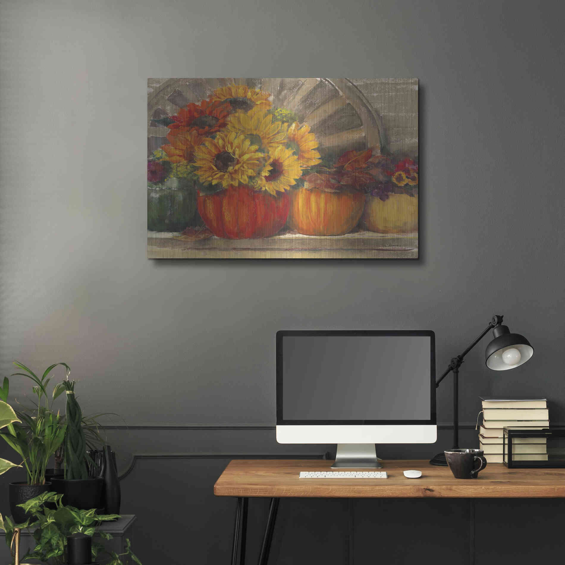 Luxe Metal Art 'Autumn Still Life Crop' by Carol Rowan, Metal Wall Art,36x24