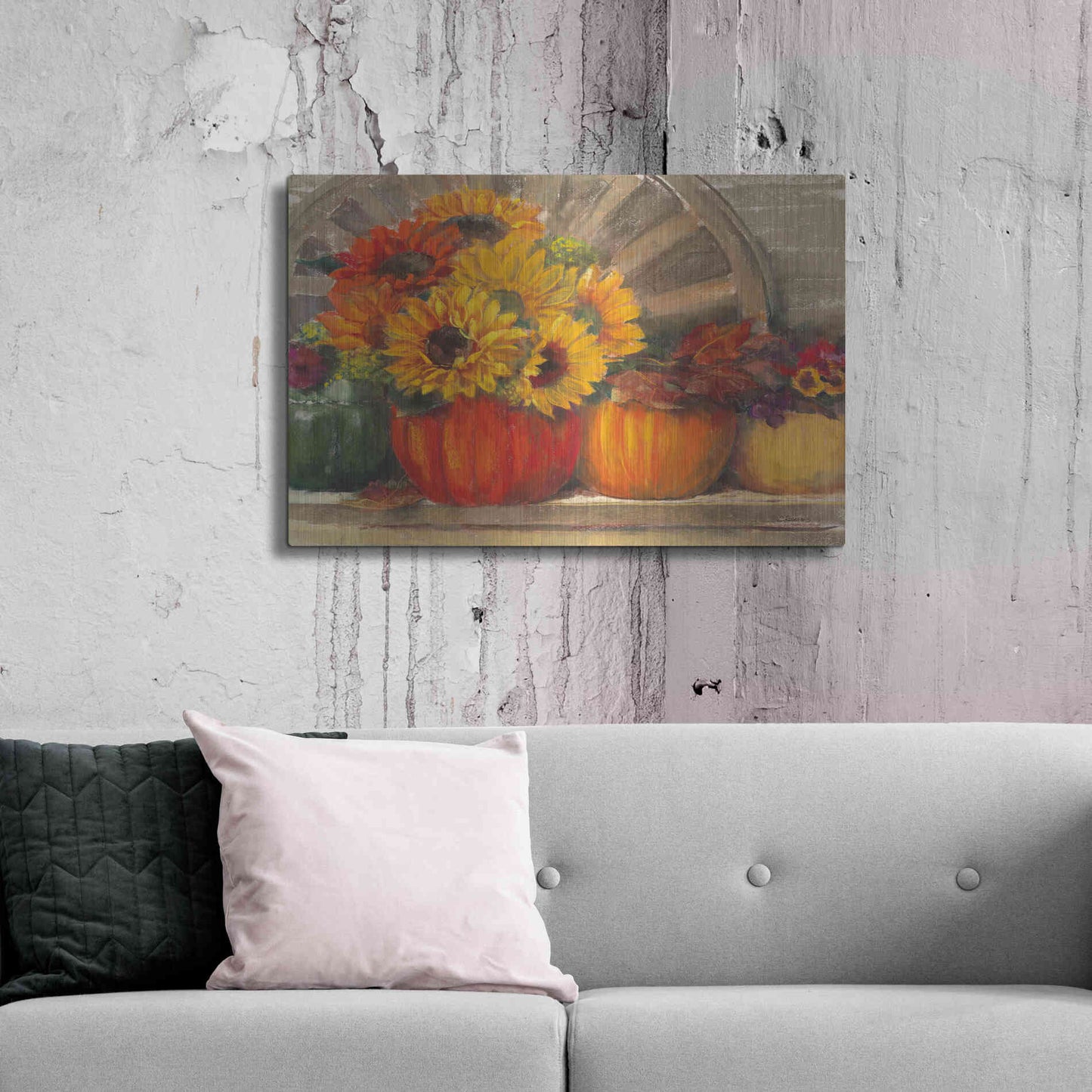 Luxe Metal Art 'Autumn Still Life Crop' by Carol Rowan, Metal Wall Art,36x24