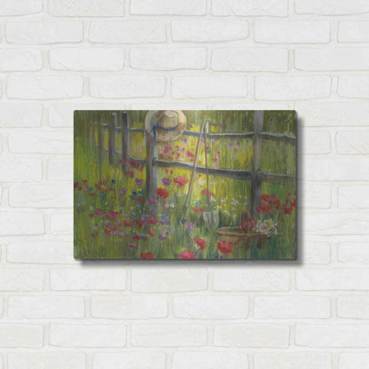 Luxe Metal Art 'Gardening By The Fence' by Carol Rowan, Metal Wall Art,24x16