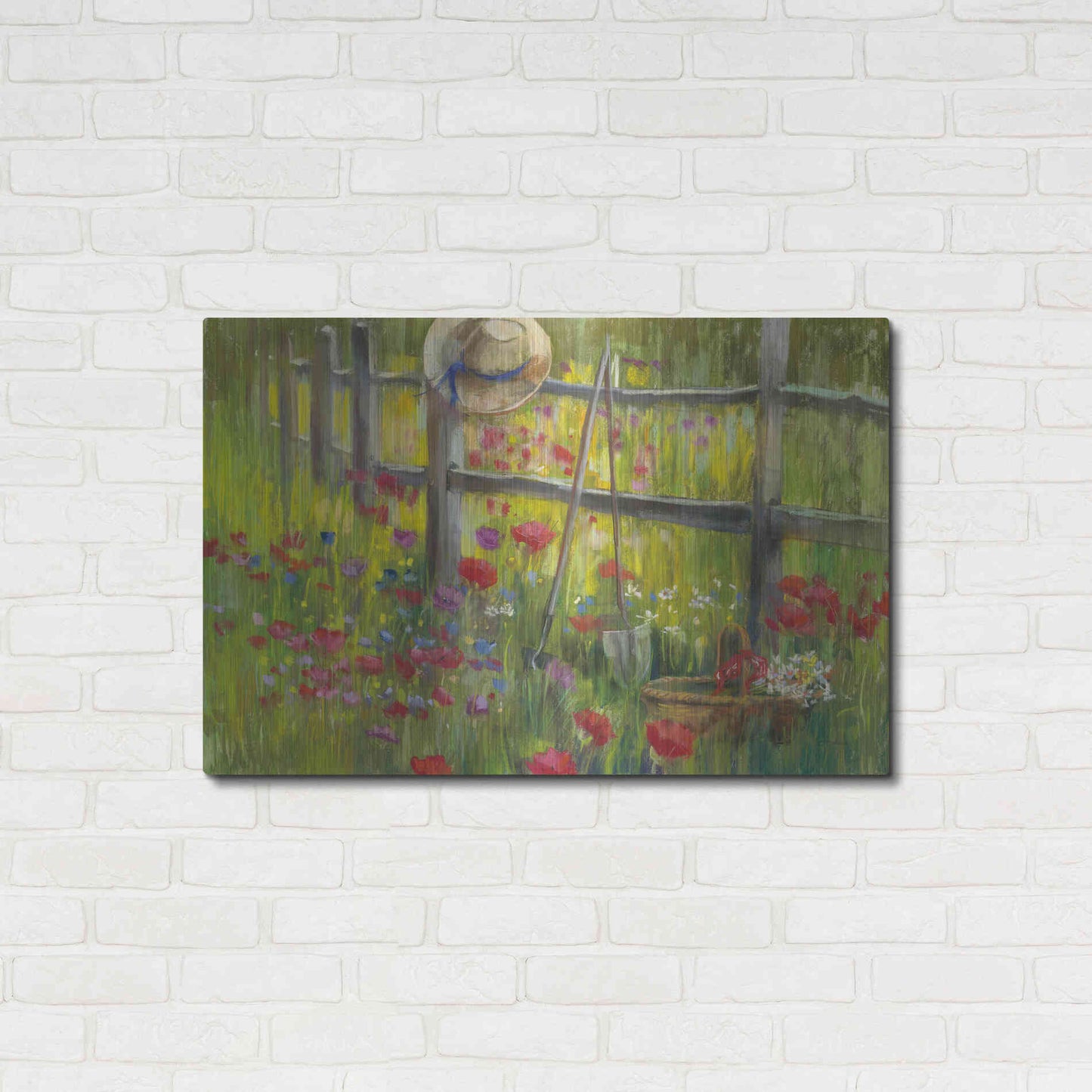 Luxe Metal Art 'Gardening By The Fence' by Carol Rowan, Metal Wall Art,36x24