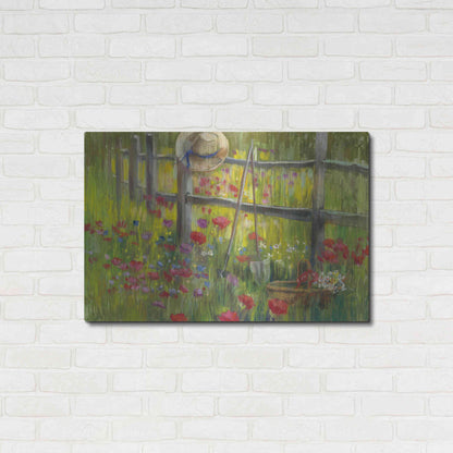 Luxe Metal Art 'Gardening By The Fence' by Carol Rowan, Metal Wall Art,36x24