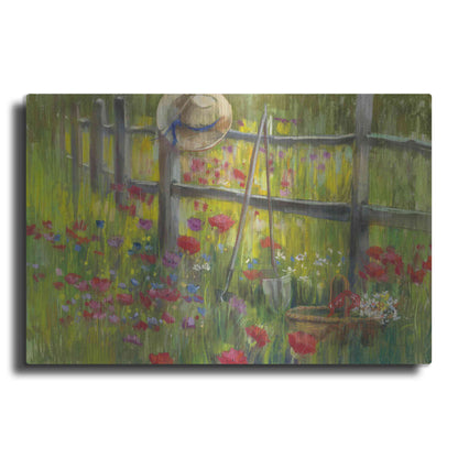 Luxe Metal Art 'Gardening By The Fence' by Carol Rowan, Metal Wall Art
