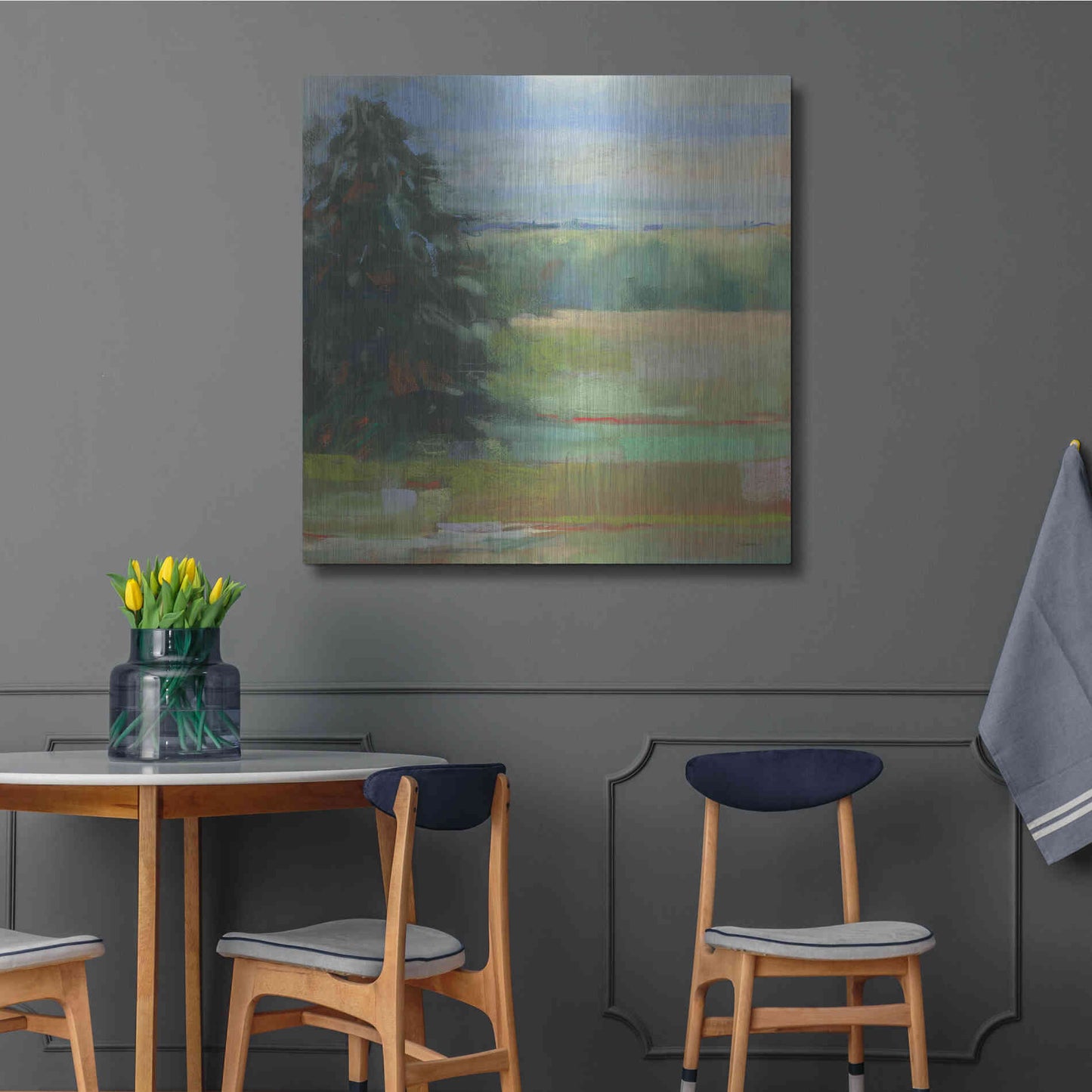 Luxe Metal Art 'Abstract Field I' by Carol Rowan, Metal Wall Art,36x36