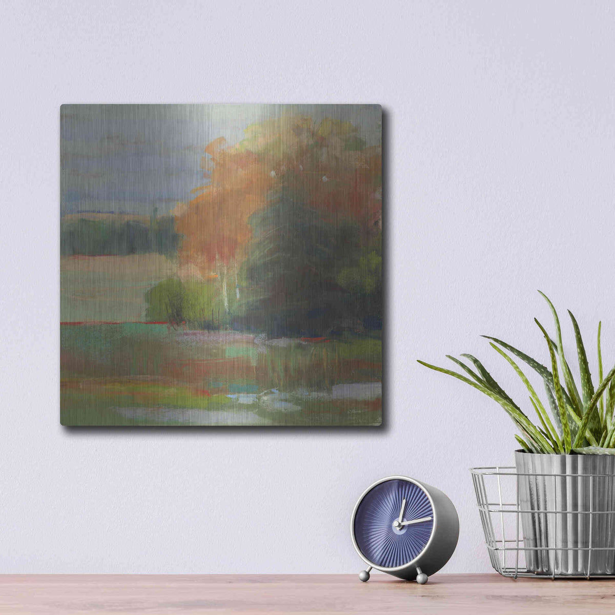 Luxe Metal Art 'Abstract Field II' by Carol Rowan, Metal Wall Art,12x12