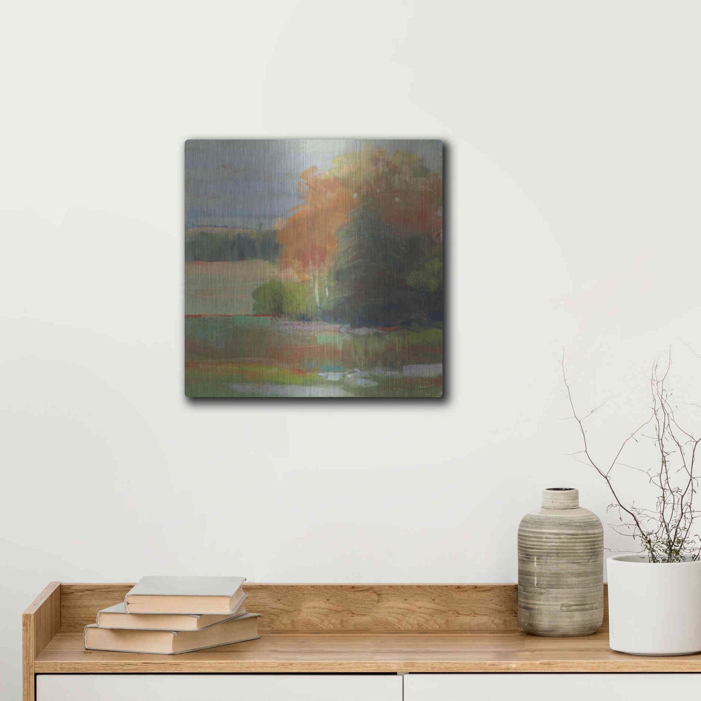 Luxe Metal Art 'Abstract Field II' by Carol Rowan, Metal Wall Art,12x12