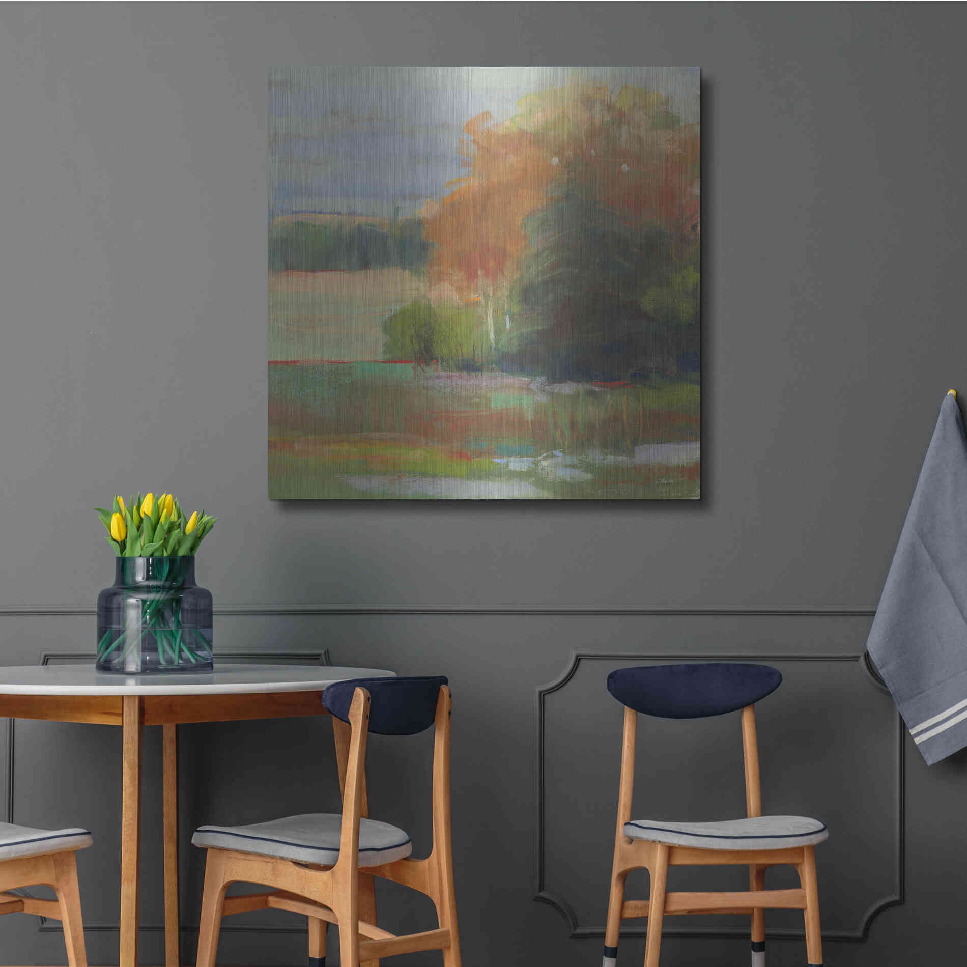 Luxe Metal Art 'Abstract Field II' by Carol Rowan, Metal Wall Art,36x36