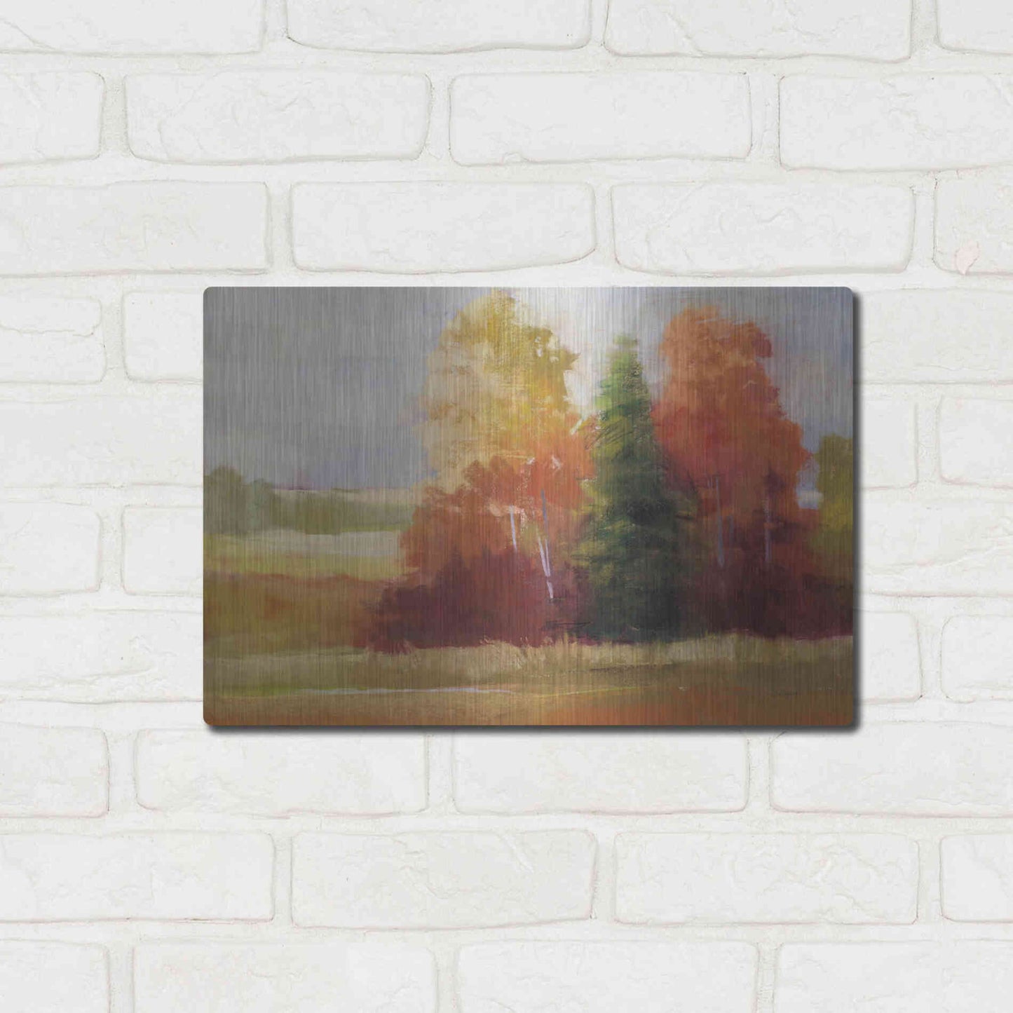 Luxe Metal Art 'Autumn Leaves' by Carol Rowan, Metal Wall Art,16x12