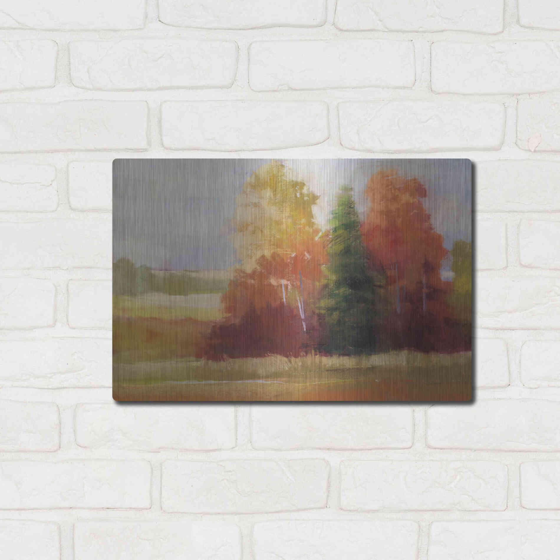 Luxe Metal Art 'Autumn Leaves' by Carol Rowan, Metal Wall Art,16x12