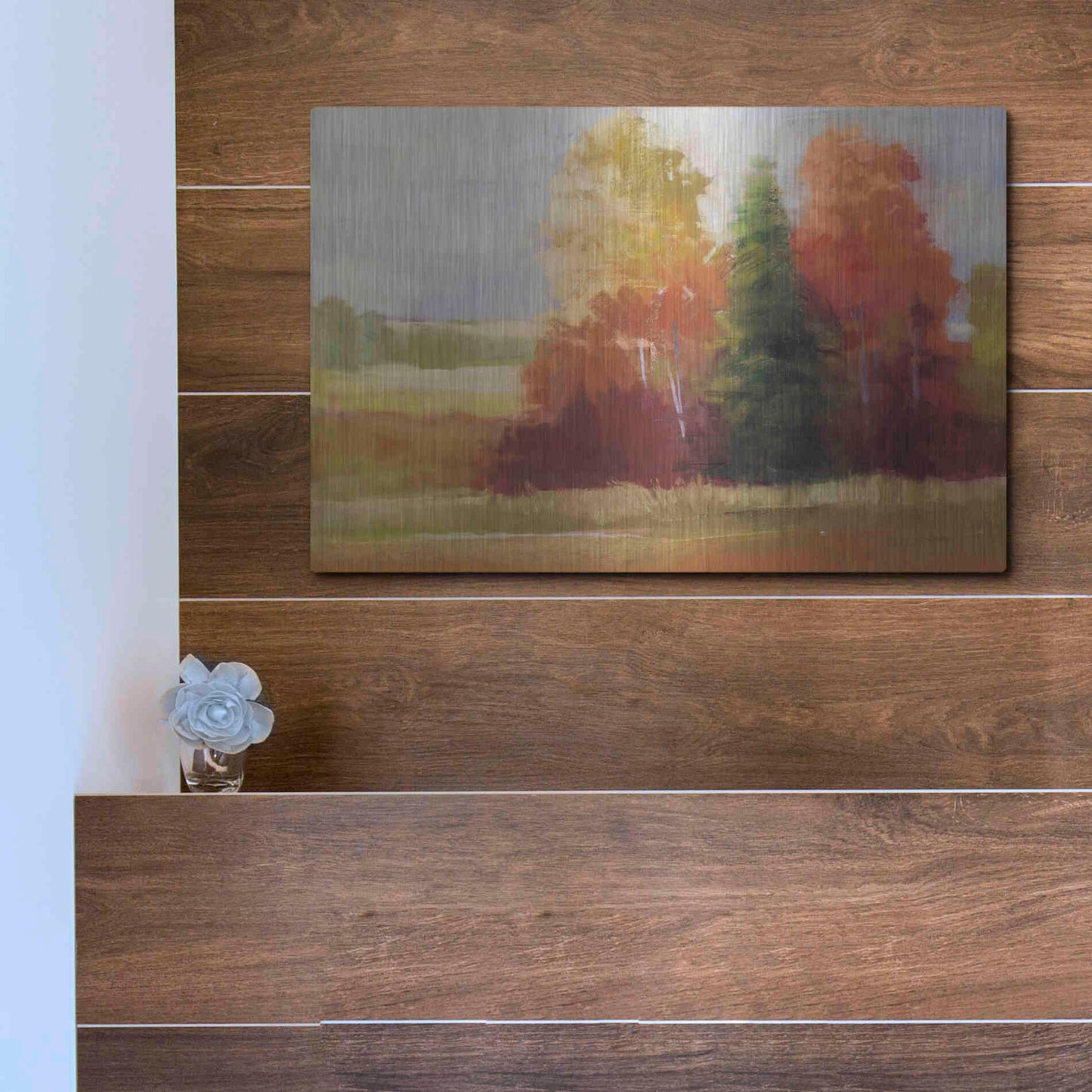 Luxe Metal Art 'Autumn Leaves' by Carol Rowan, Metal Wall Art,16x12