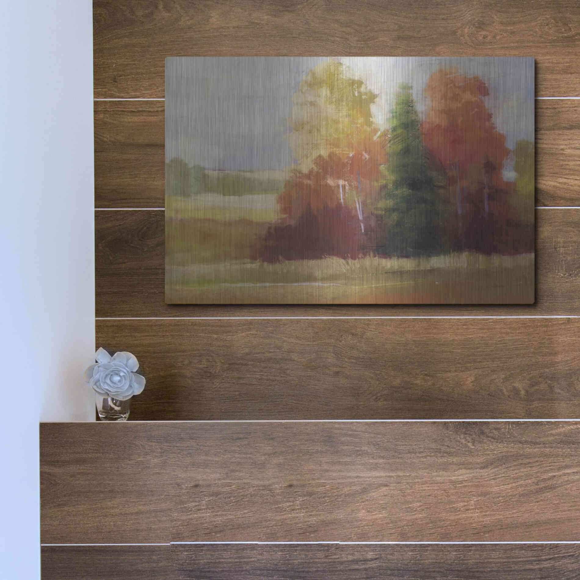 Luxe Metal Art 'Autumn Leaves' by Carol Rowan, Metal Wall Art,16x12