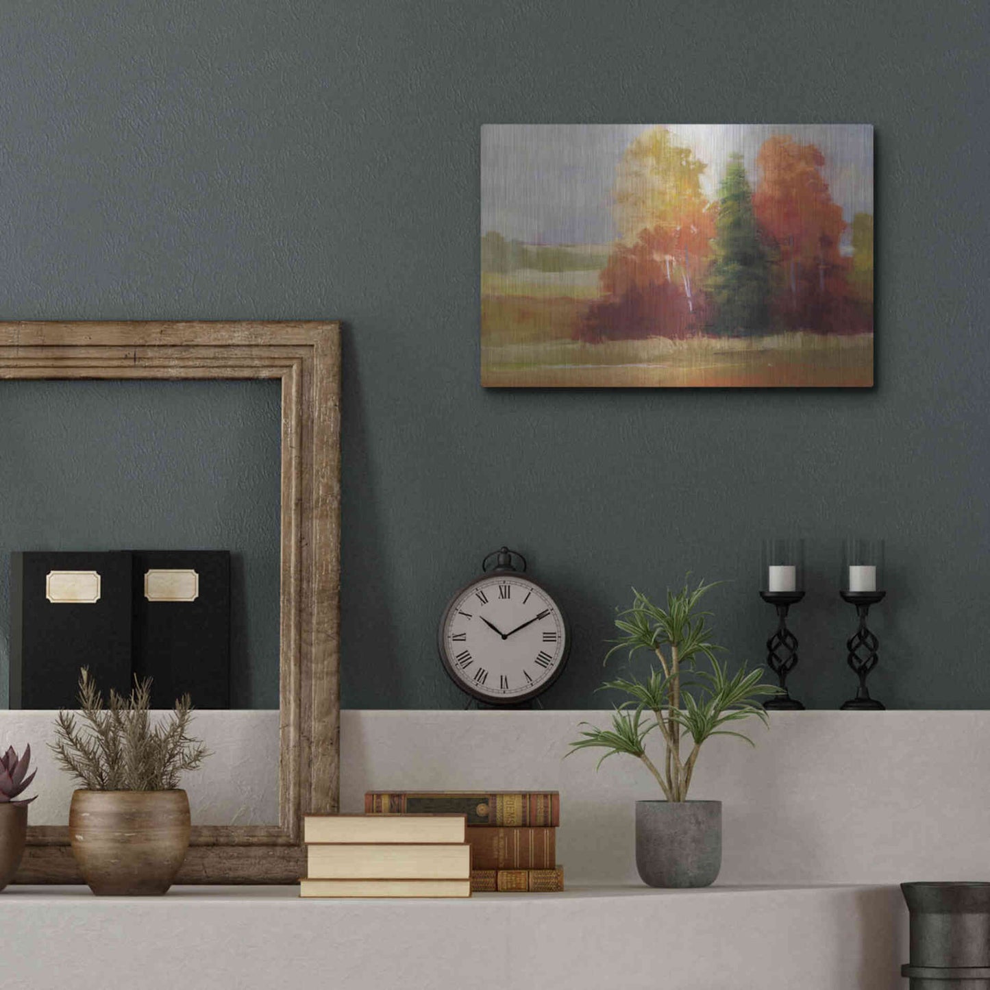 Luxe Metal Art 'Autumn Leaves' by Carol Rowan, Metal Wall Art,16x12