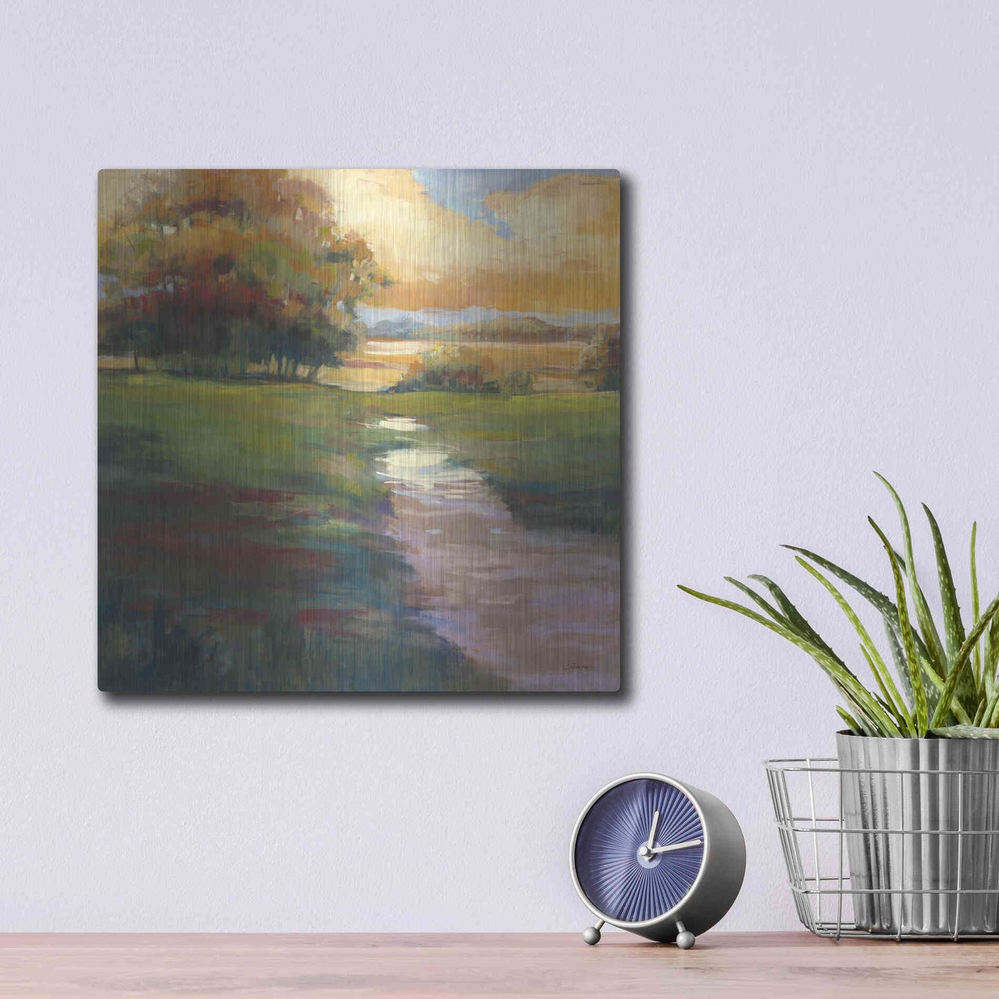 Luxe Metal Art 'Out For A Walk' by Carol Rowan, Metal Wall Art,12x12