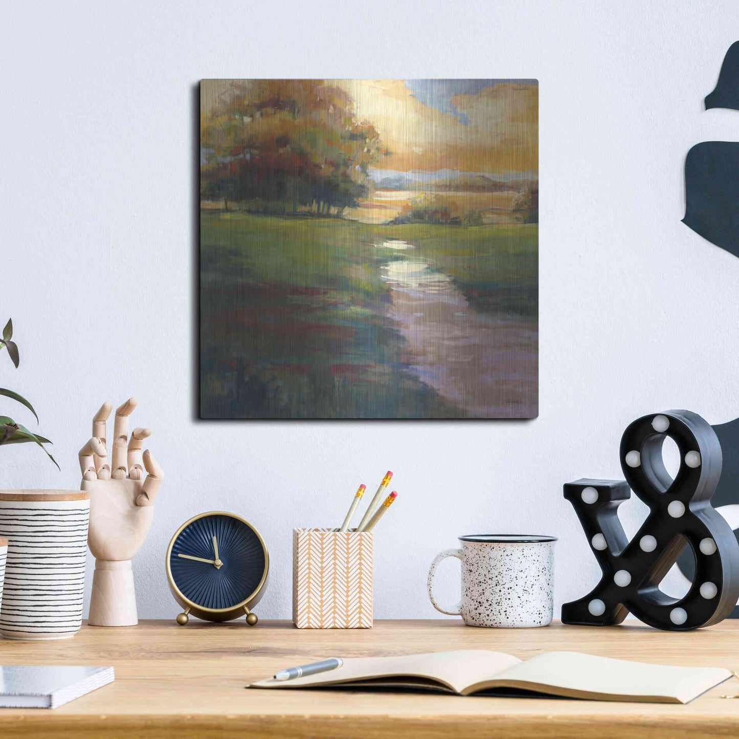 Luxe Metal Art 'Out For A Walk' by Carol Rowan, Metal Wall Art,12x12