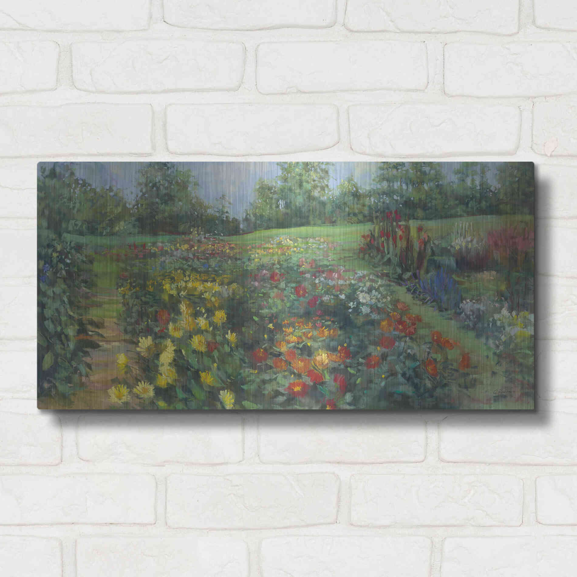 Luxe Metal Art 'The Picnic Place' by Carol Rowan, Metal Wall Art,24x12