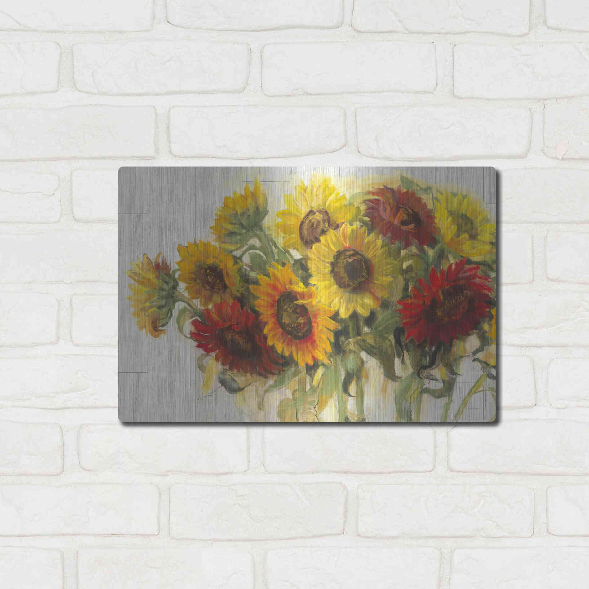 Luxe Metal Art 'Gathering Sun Crop On Wood' by Carol Rowan, Metal Wall Art,16x12