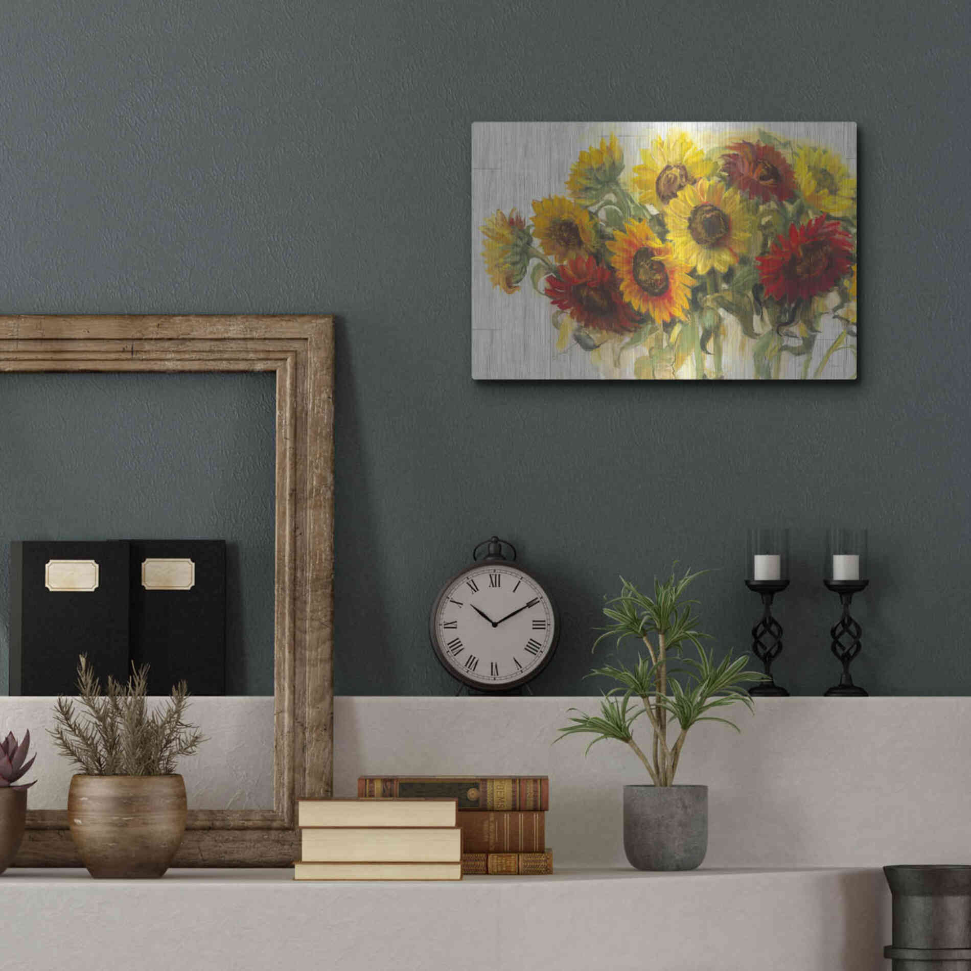 Luxe Metal Art 'Gathering Sun Crop On Wood' by Carol Rowan, Metal Wall Art,16x12