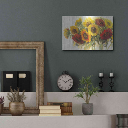 Luxe Metal Art 'Gathering Sun Crop On Wood' by Carol Rowan, Metal Wall Art,16x12