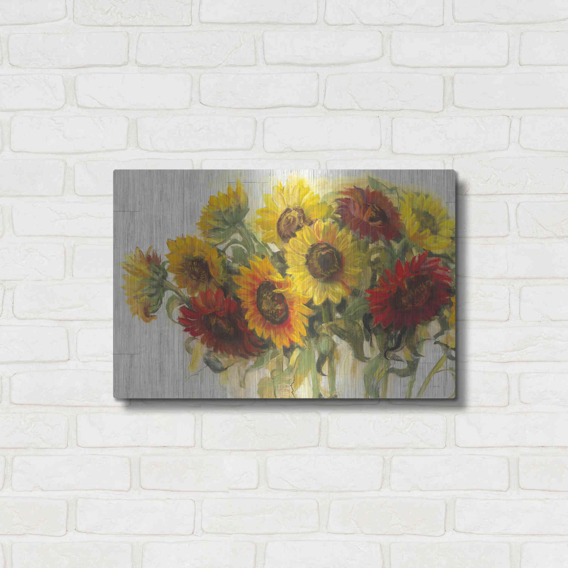 Luxe Metal Art 'Gathering Sun Crop On Wood' by Carol Rowan, Metal Wall Art,24x16