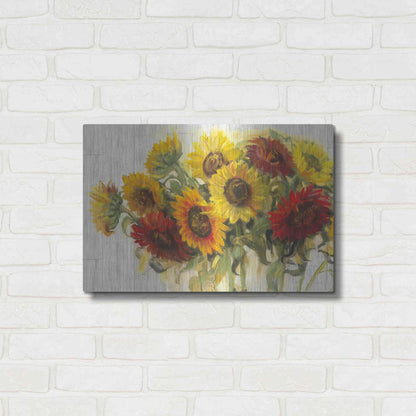 Luxe Metal Art 'Gathering Sun Crop On Wood' by Carol Rowan, Metal Wall Art,24x16