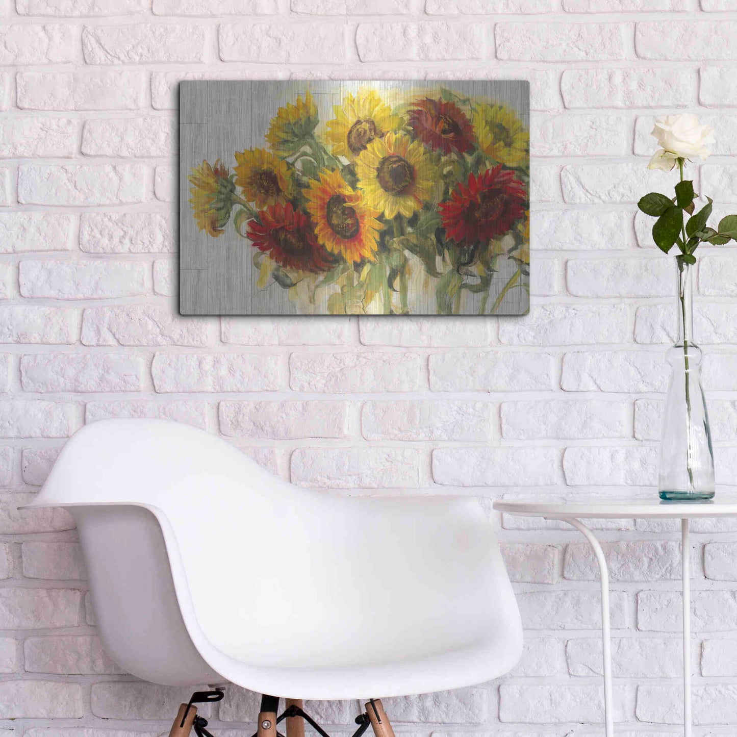 Luxe Metal Art 'Gathering Sun Crop On Wood' by Carol Rowan, Metal Wall Art,24x16