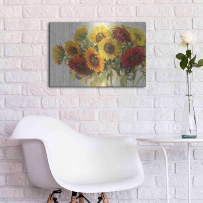 Luxe Metal Art 'Gathering Sun Crop On Wood' by Carol Rowan, Metal Wall Art,24x16